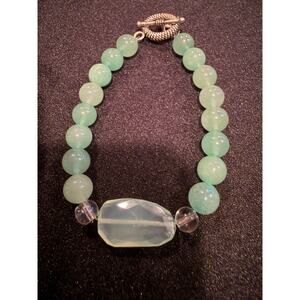 Natural Guatemalan Jadeite Jade stone bracelet with pendant and a toggle closure
